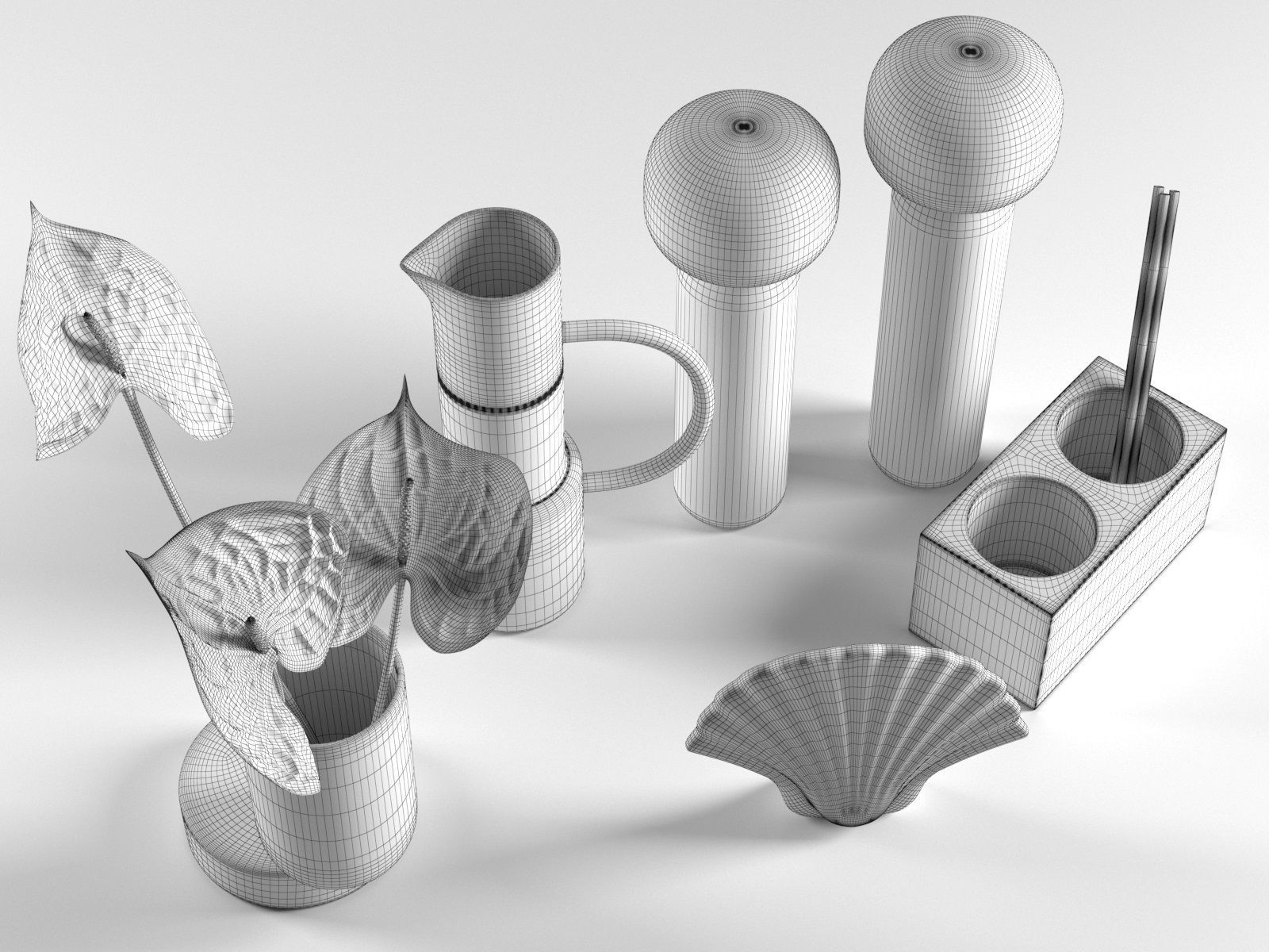 Anthurium Vases Jug and Pencil Holder 3D model_4