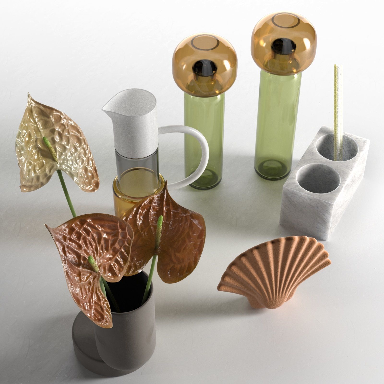 Anthurium Vases Jug and Pencil Holder 3D model_2