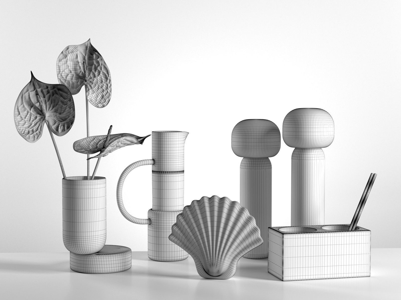 Anthurium Vases Jug and Pencil Holder 3D model_3