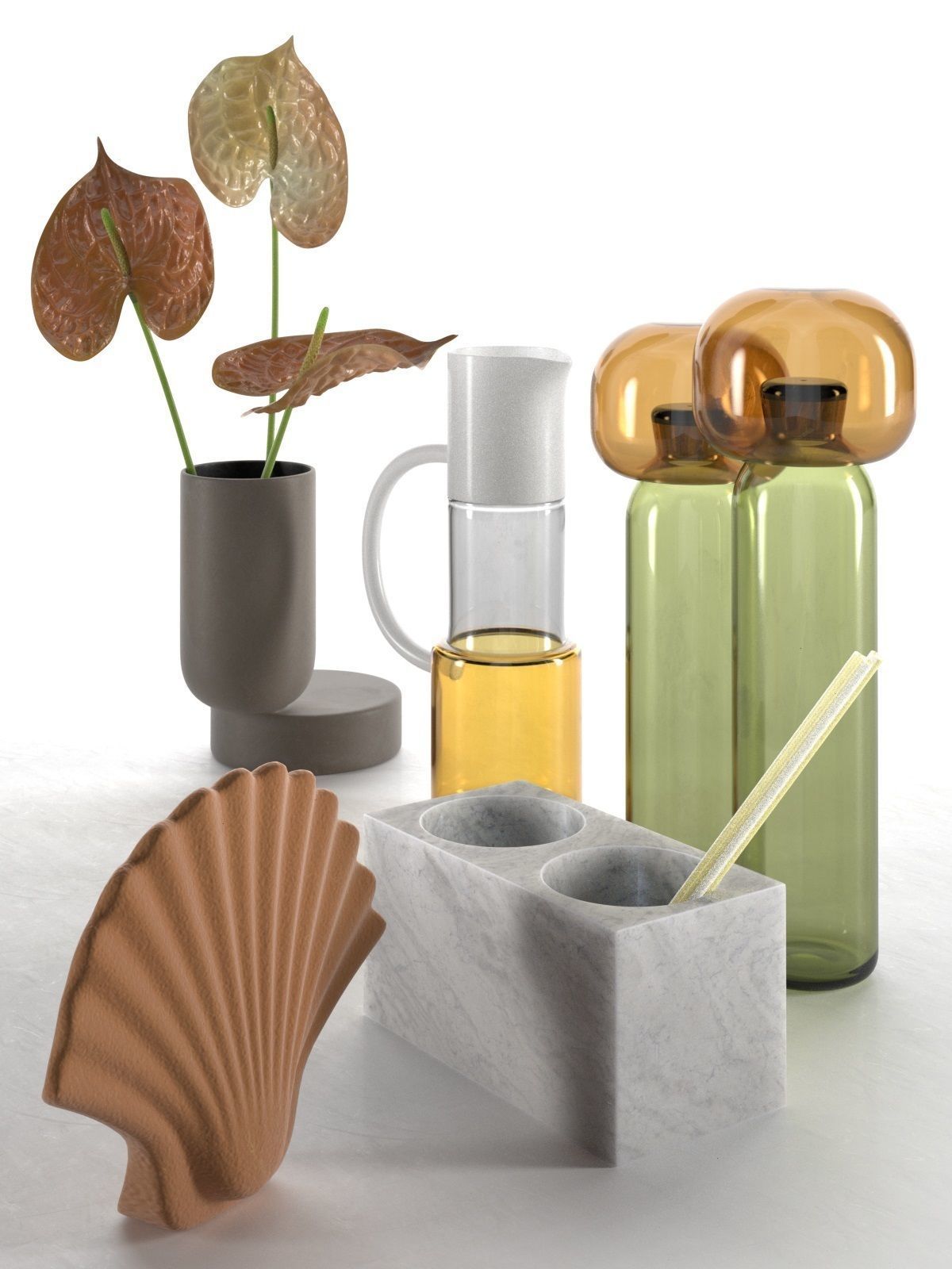 Anthurium Vases Jug and Pencil Holder 3D model_1