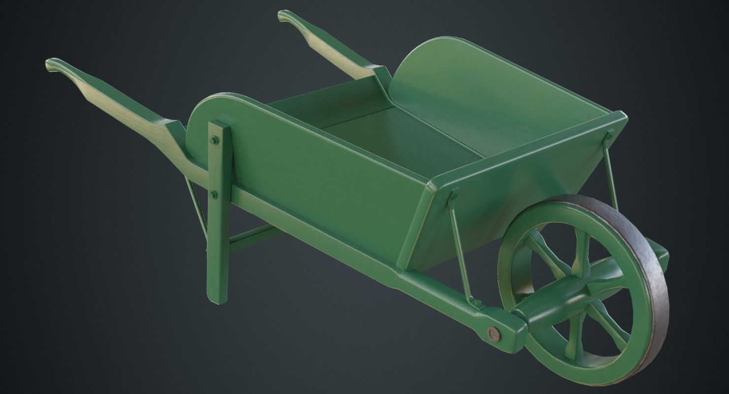 Wheelbarrow 4A Low-poly 3D model_1