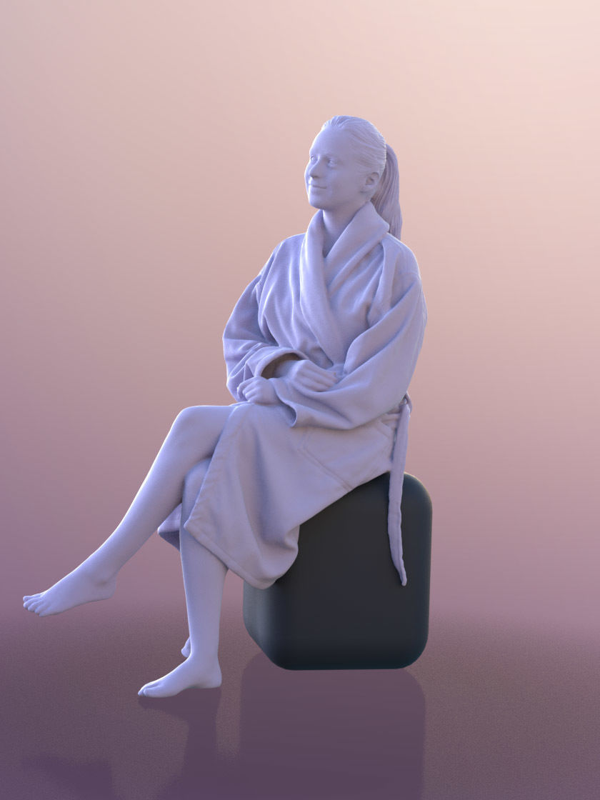 Elena 10682 - Sitting Spa Girl Low-poly 3D model_4