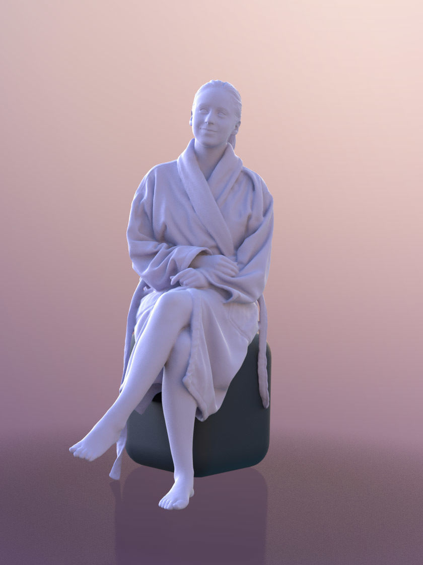 Elena 10682 - Sitting Spa Girl Low-poly 3D model_3
