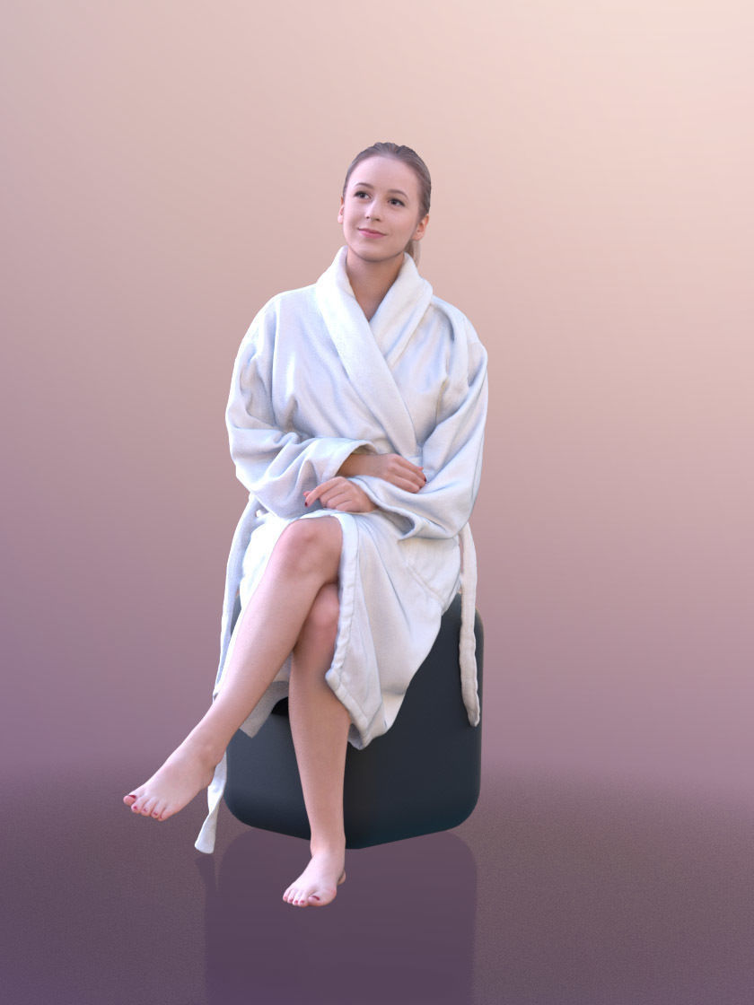 Elena 10682 - Sitting Spa Girl Low-poly 3D model_1