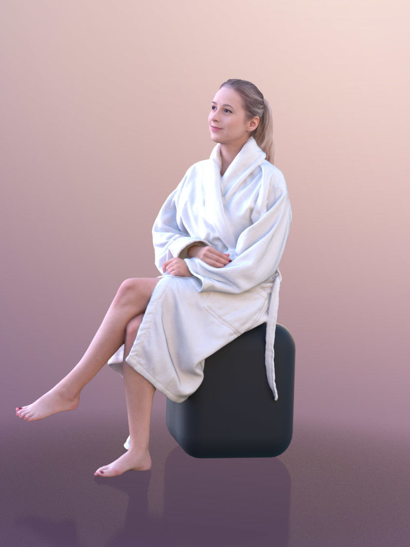 Elena 10682 - Sitting Spa Girl Low-poly 3D model_2