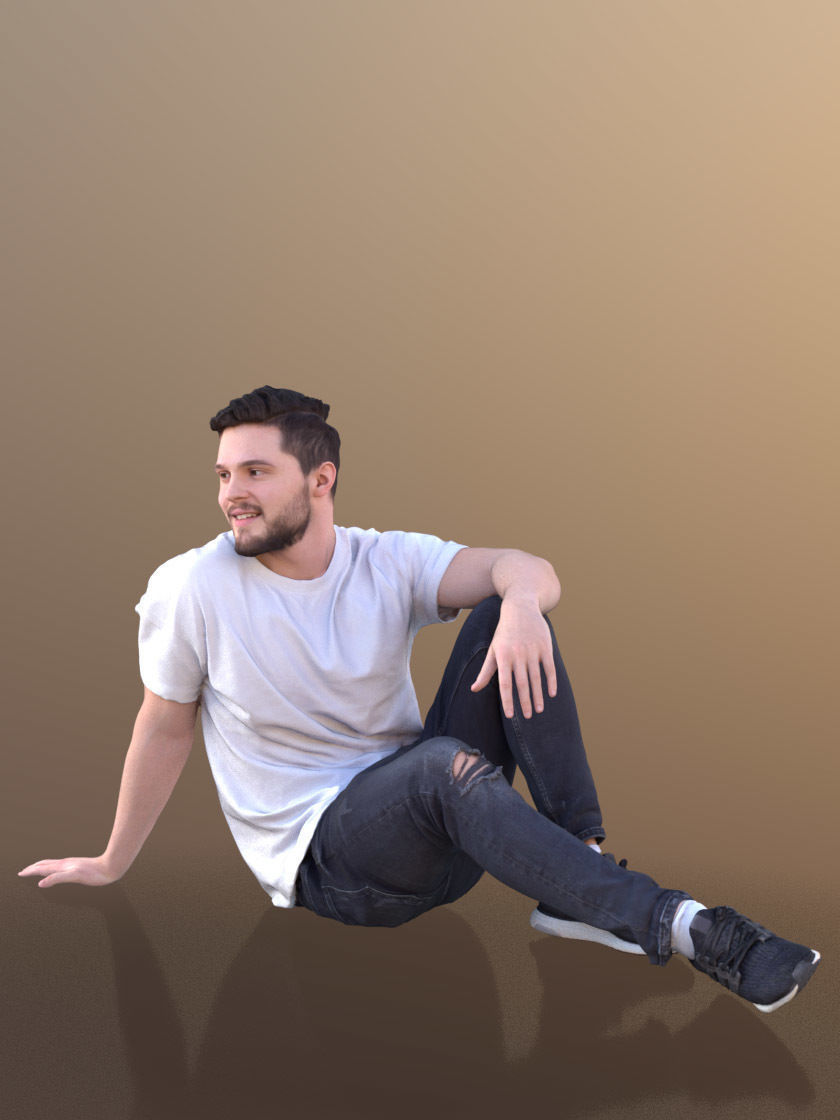 Rick 10719 - Laying Casual Guy Low-poly 3D model_1