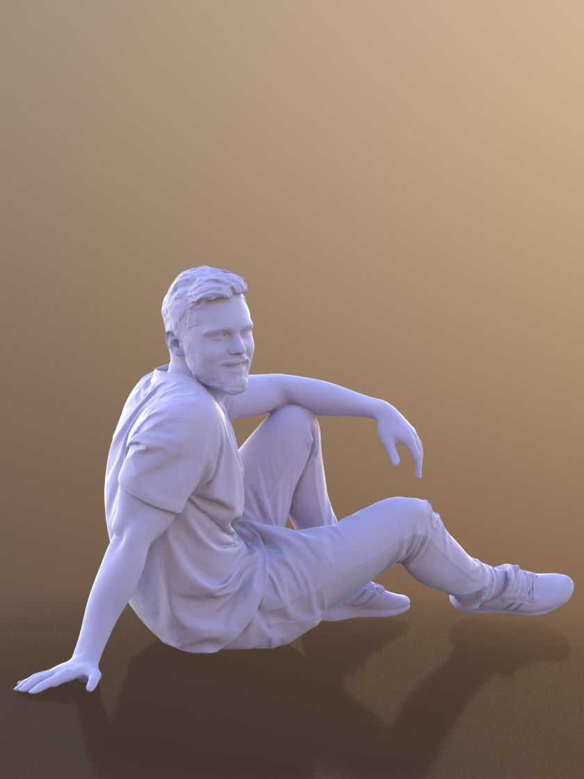 Rick 10719 - Laying Casual Guy Low-poly 3D model_4