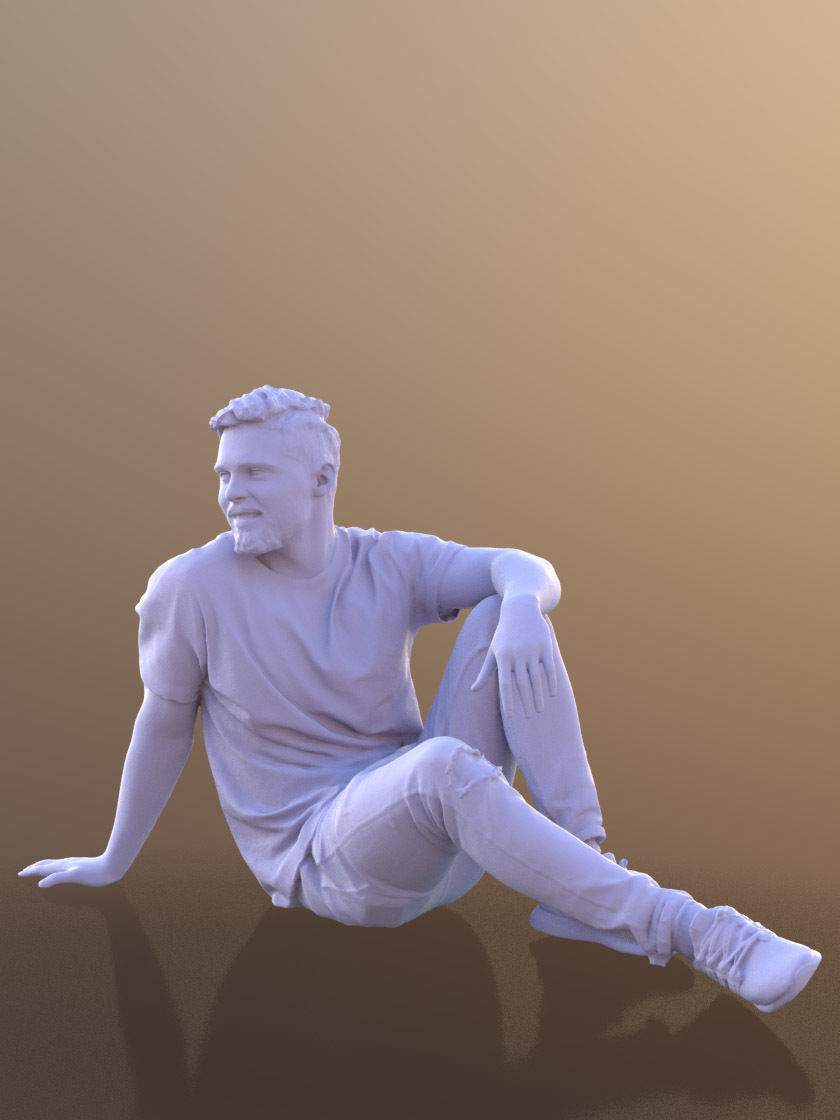 Rick 10719 - Laying Casual Guy Low-poly 3D model_3