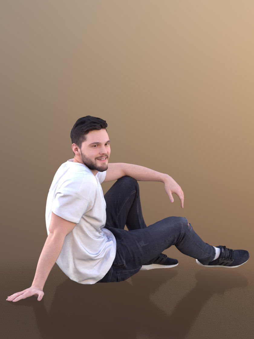 Rick 10719 - Laying Casual Guy Low-poly 3D model_2