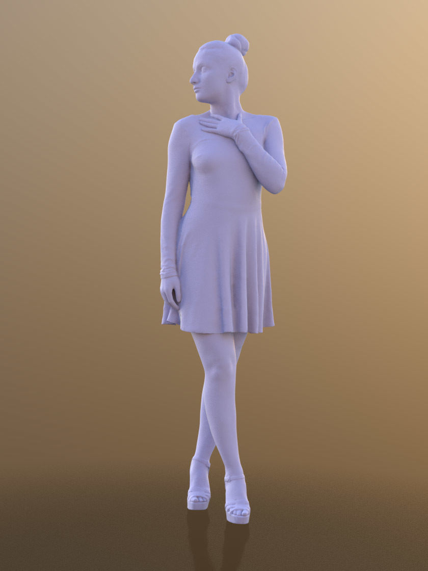 Sheona 10451 - Walking Elegant Girl Low-poly 3D model_4