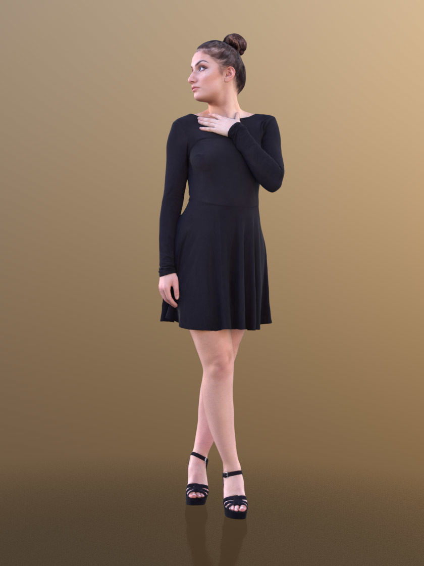 Sheona 10451 - Walking Elegant Girl Low-poly 3D model_2
