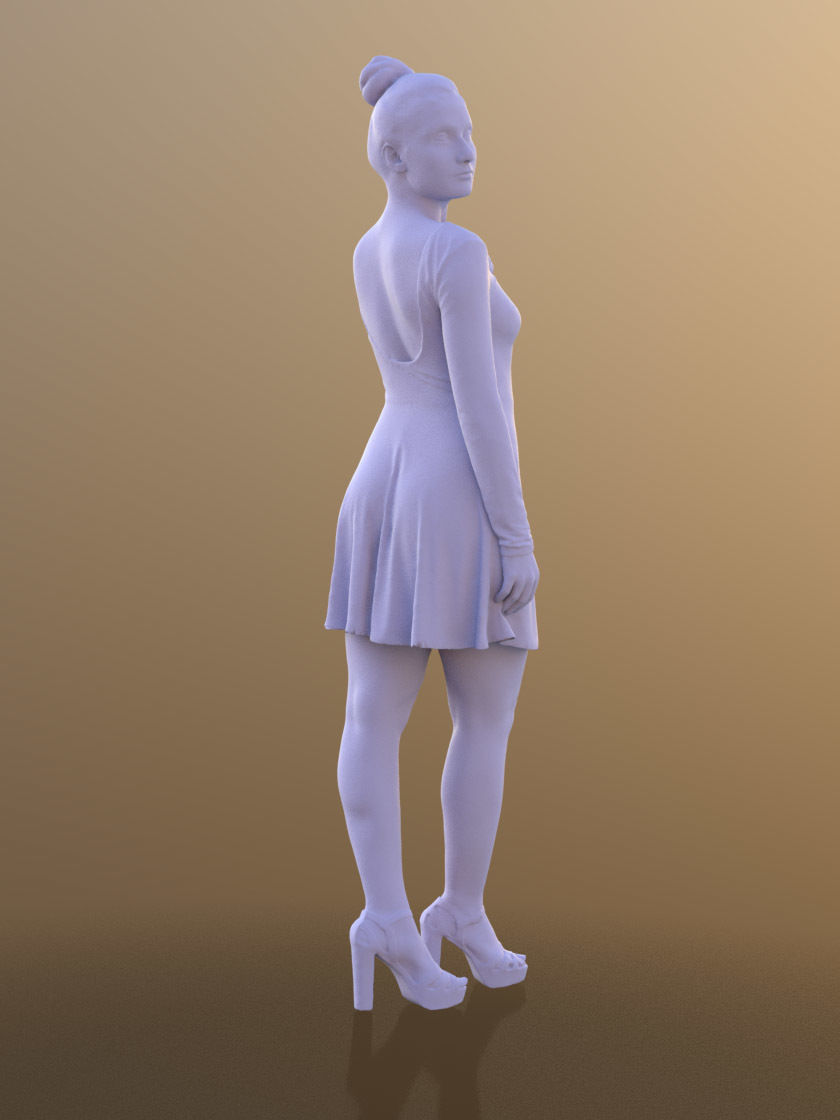 Sheona 10451 - Walking Elegant Girl Low-poly 3D model_3