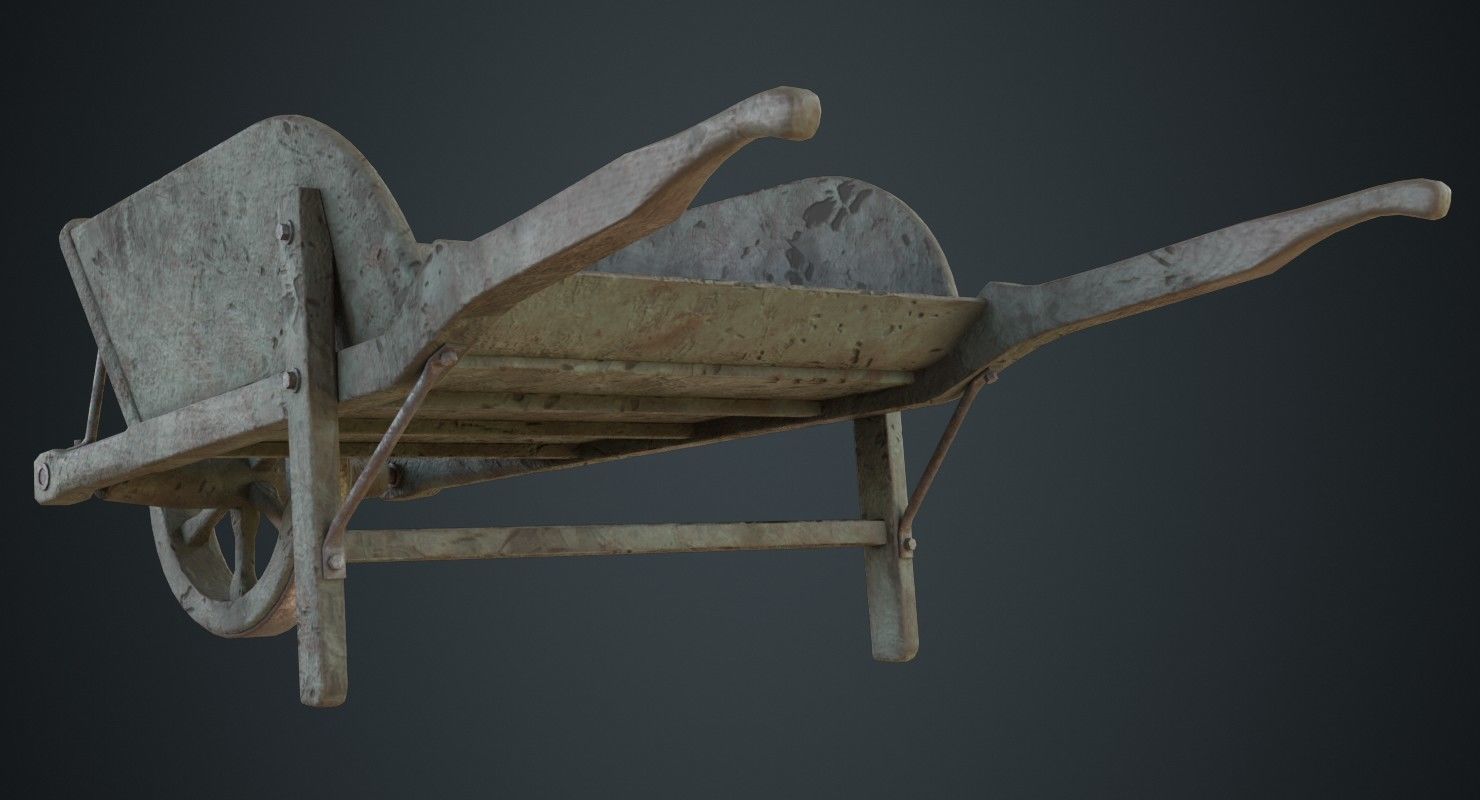 Wheelbarrow 4B Low-poly 3D model_3