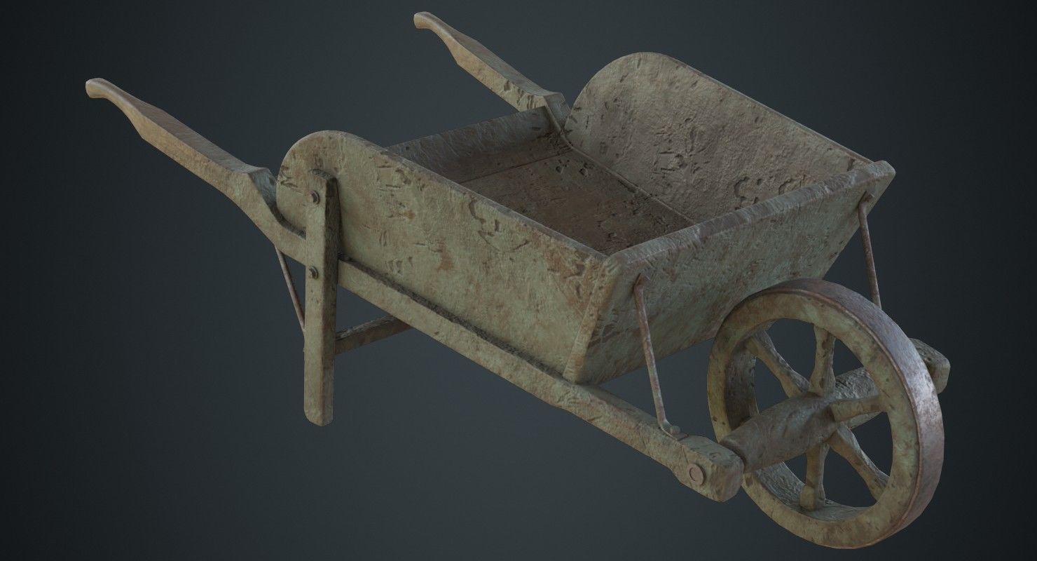 Wheelbarrow 4B Low-poly 3D model_1