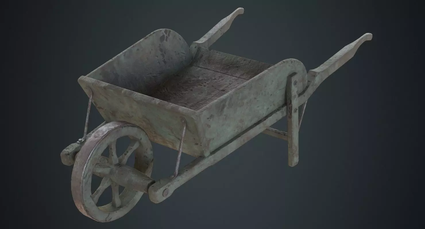 Wheelbarrow 4B Low-poly 3D model_0