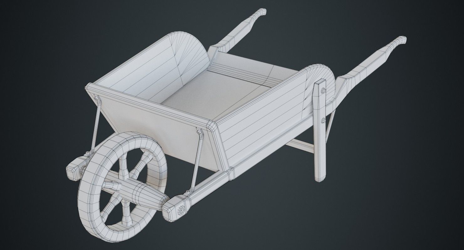 Wheelbarrow 4B Low-poly 3D model_6
