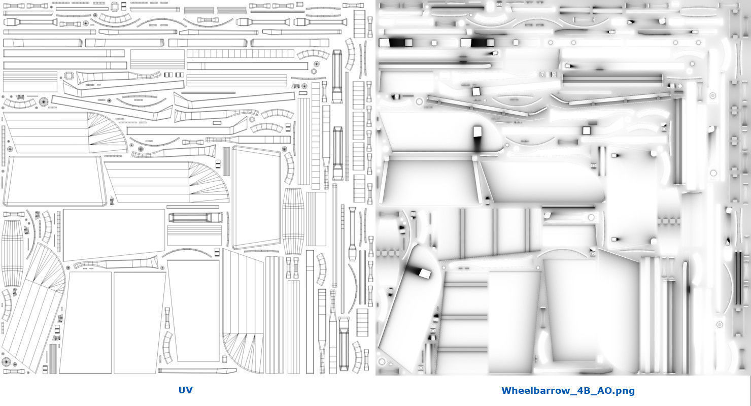 Wheelbarrow 4B Low-poly 3D model_8