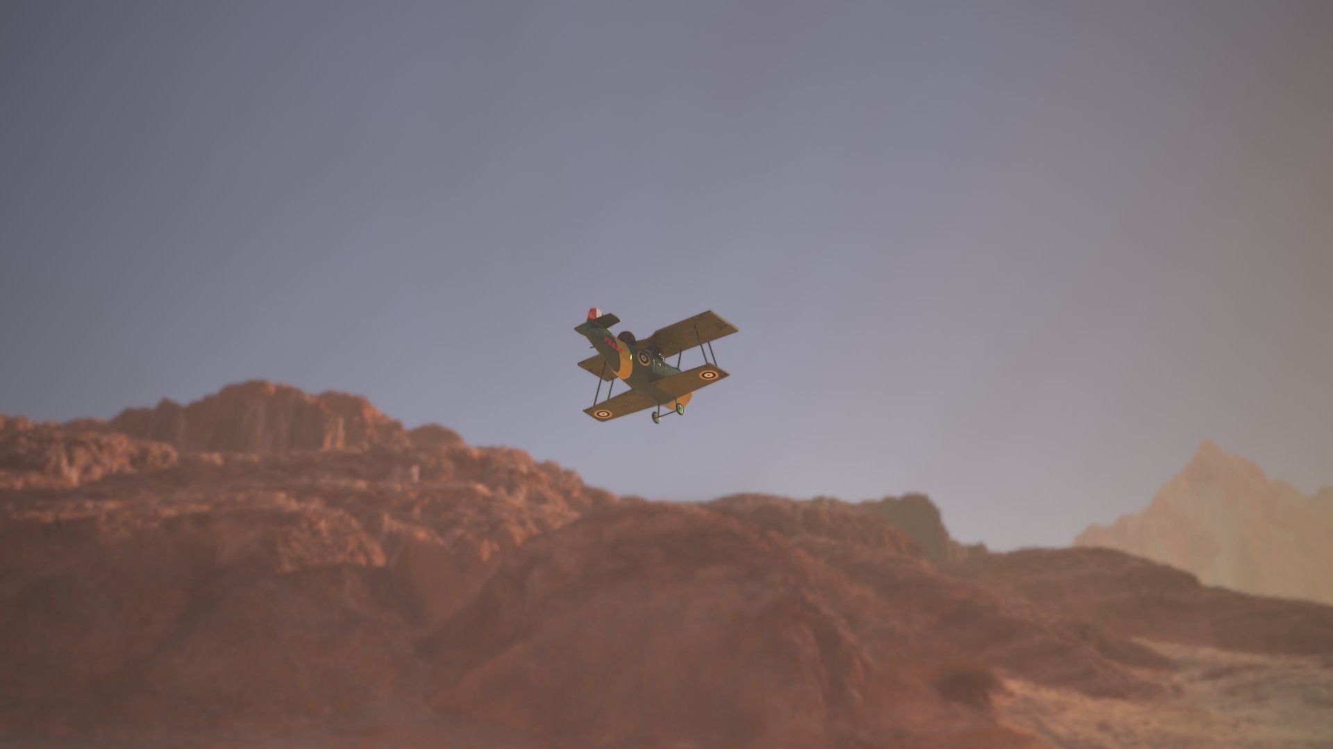 PBR Low poly  cartoon WW1 Biplane Low-poly 3D model_14