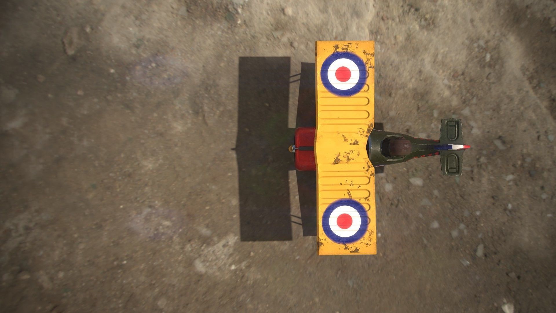 PBR Low poly  cartoon WW1 Biplane Low-poly 3D model_7