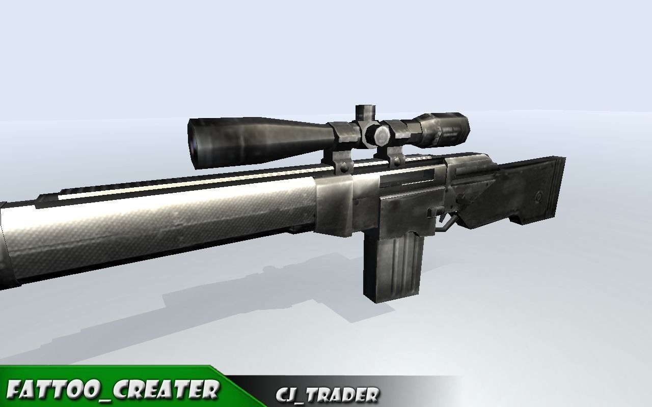 low poly sniper riffle 3d model Low-poly 3D model_4