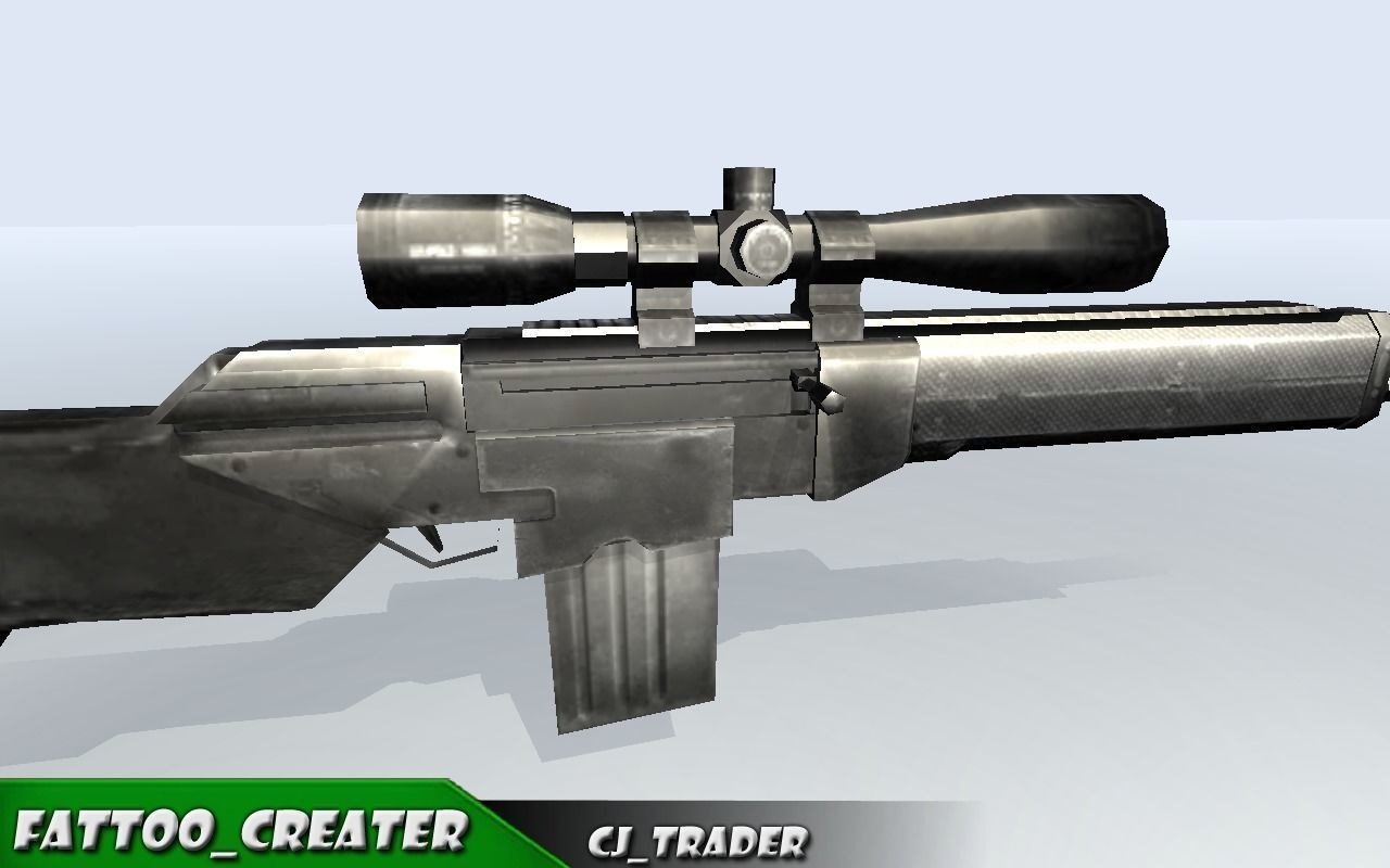 low poly sniper riffle 3d model Low-poly 3D model_2