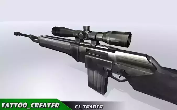 low poly sniper riffle 3d model