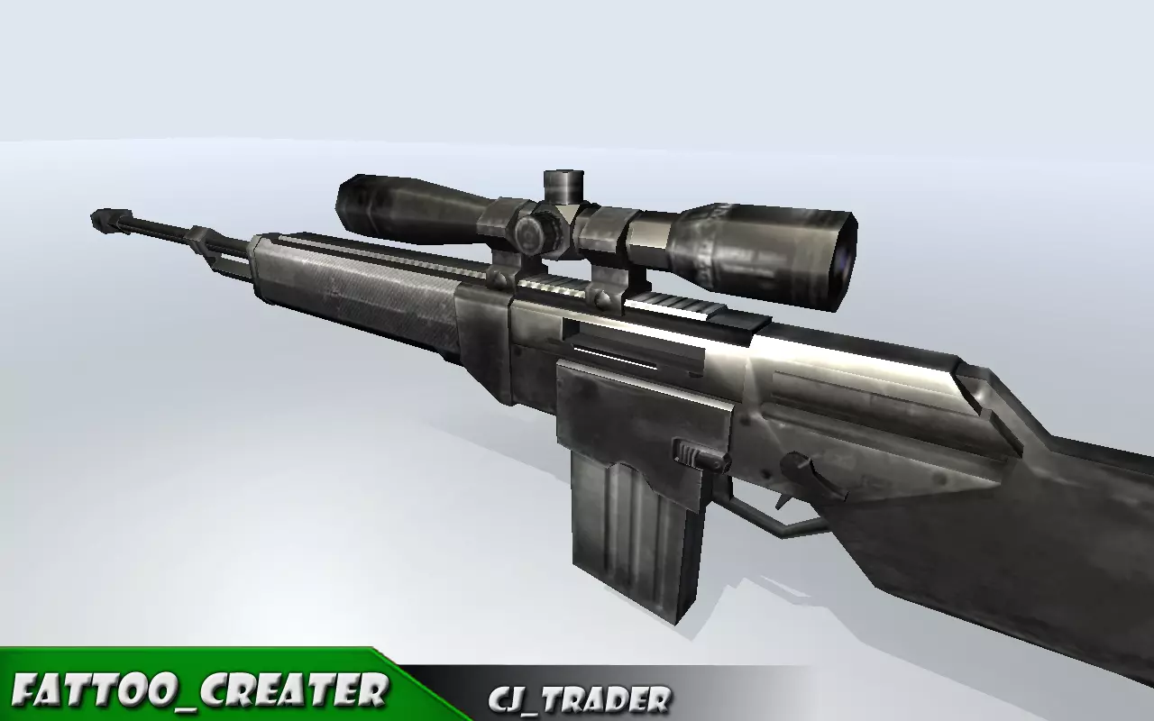 low poly sniper riffle 3d model Low-poly 3D model_0