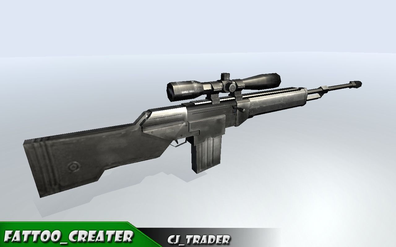 low poly sniper riffle 3d model Low-poly 3D model_1