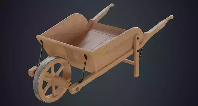 Wheelbarrow 4C Low-poly 3D model