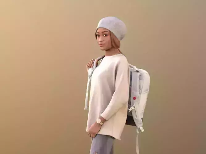 Iona 10614 - Stand casual girl with bag Low-poly 3D model