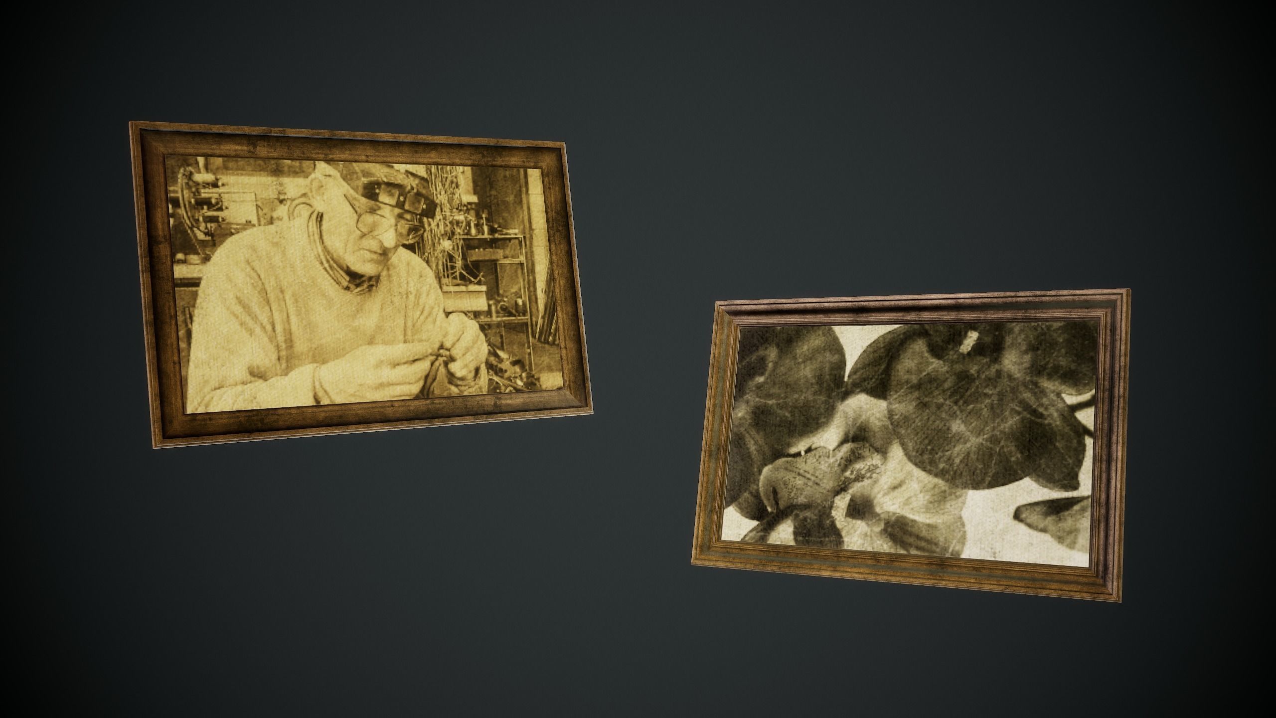 Pictures woman sleeping in wooden frame Low-poly 3D model_6