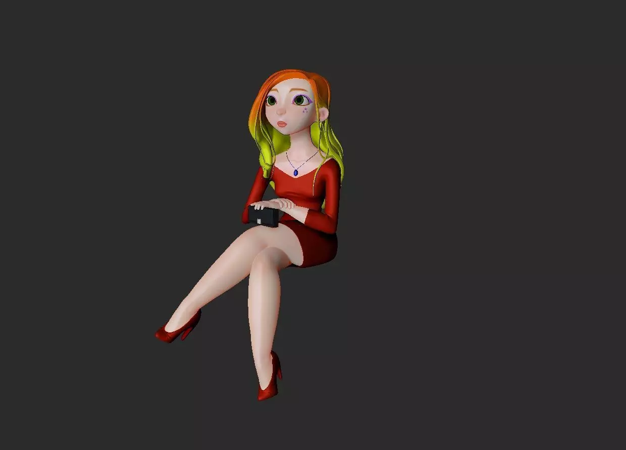 waiting lady 3D print model