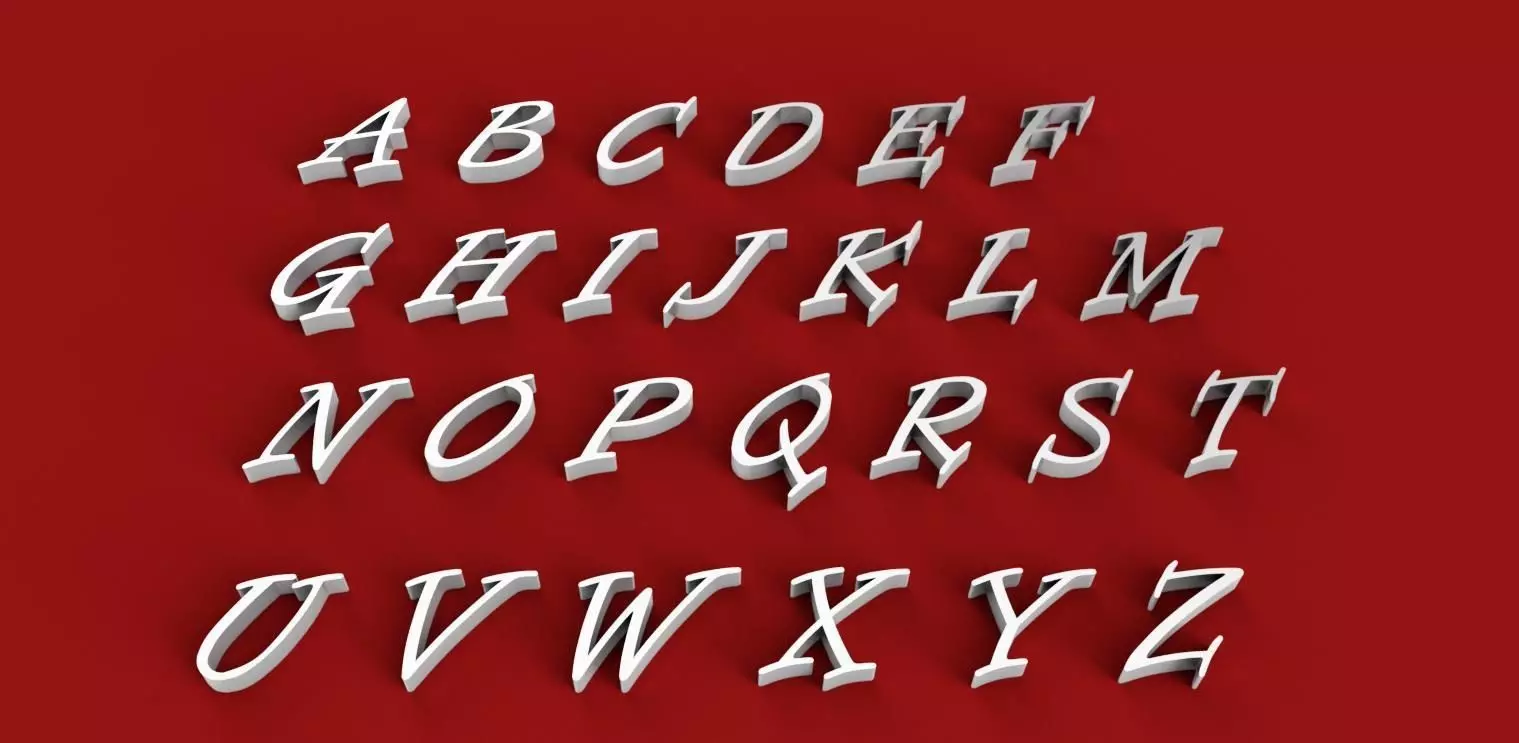 INFORMAL ROMAN font uppercase and lowercase 3D letters STL file 3D print model_0