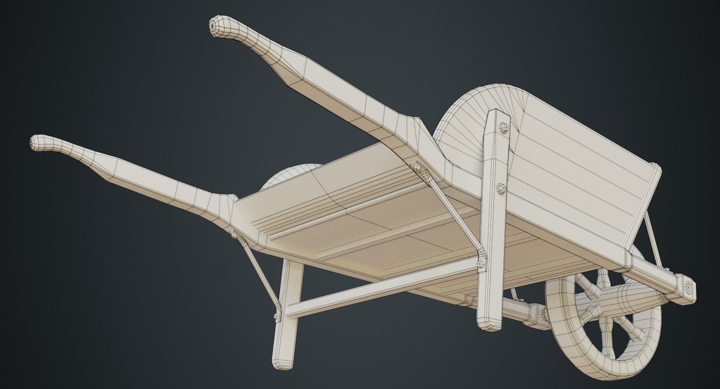 Wheelbarrow 4D Low-poly 3D model_7