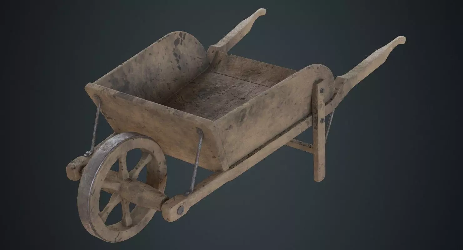 Wheelbarrow 4D Low-poly 3D model_0