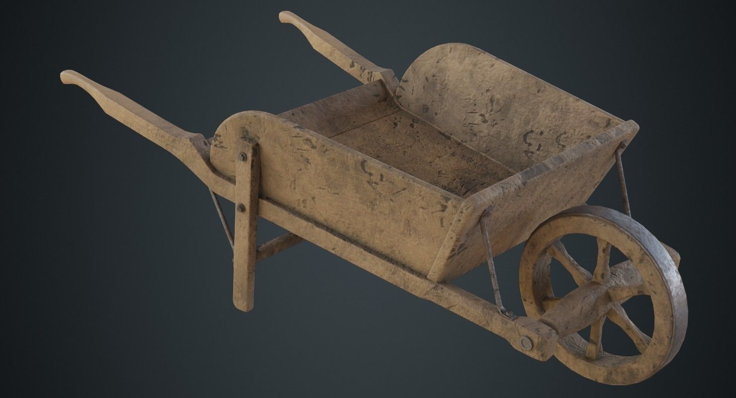 Wheelbarrow 4D Low-poly 3D model_1