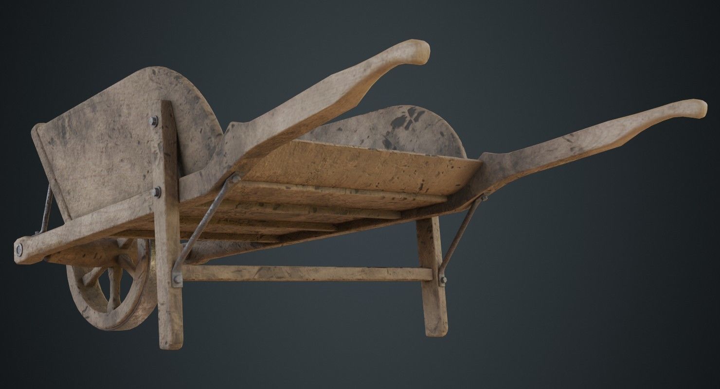 Wheelbarrow 4D Low-poly 3D model_3