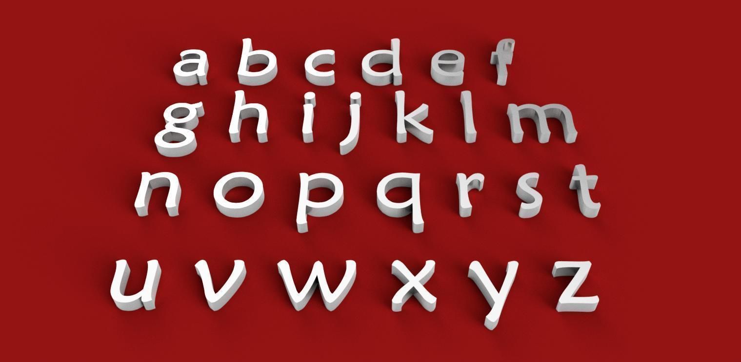 MAIANDRA font uppercase and lowercase 3D letters STL file 3D print model_1