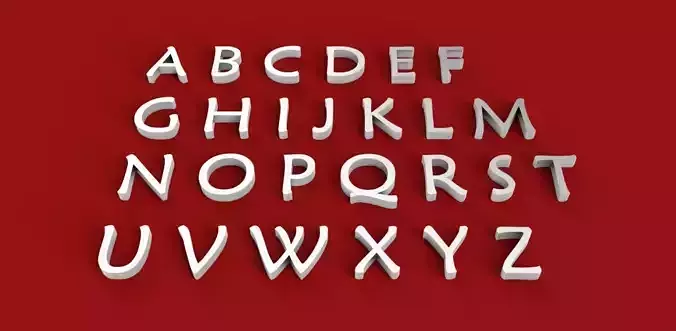 MAIANDRA font uppercase and lowercase 3D letters STL file