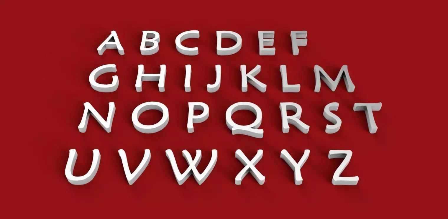 MAIANDRA font uppercase and lowercase 3D letters STL file 3D print model_0