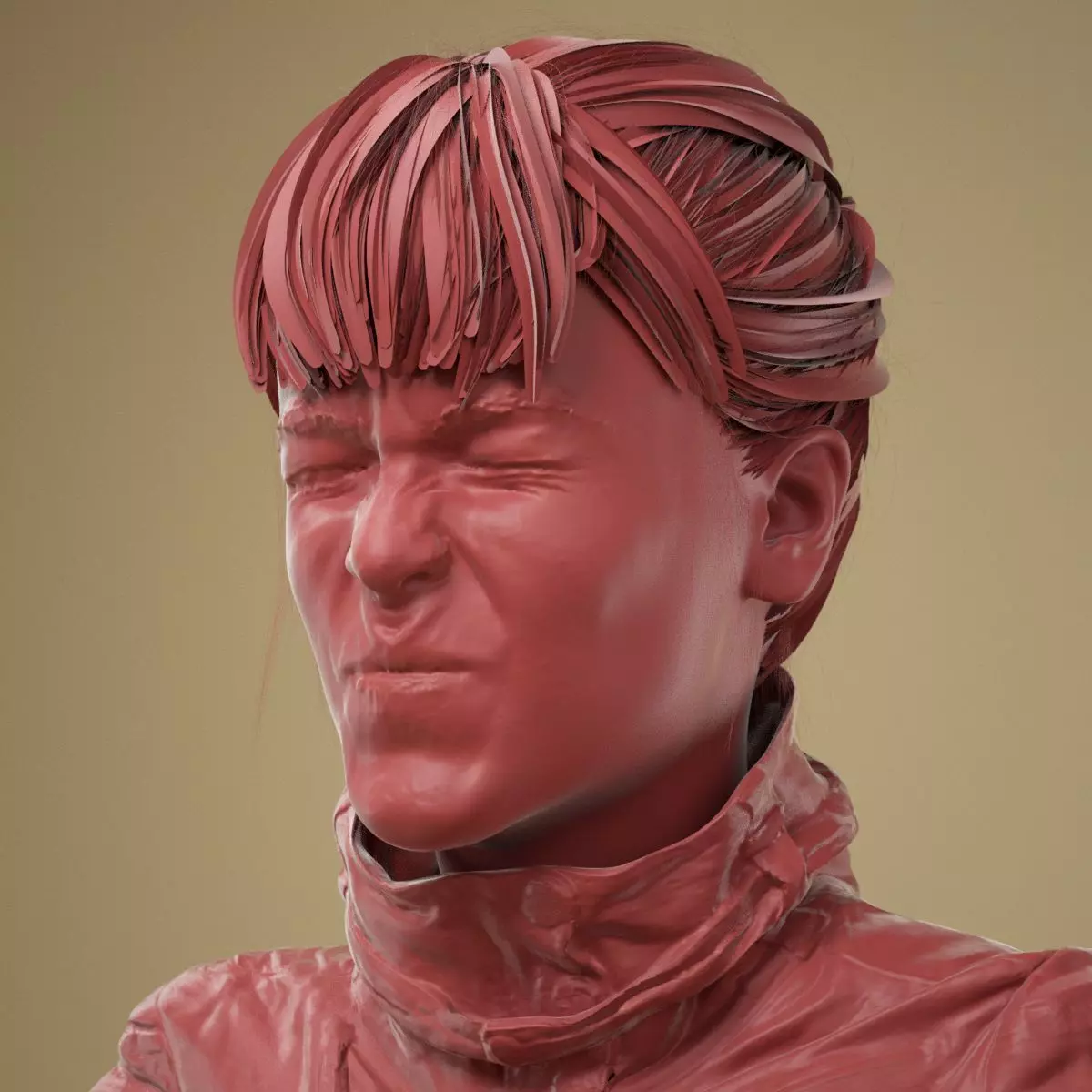 Facial Expression 0-08 Wrinkle Face 3D model_0
