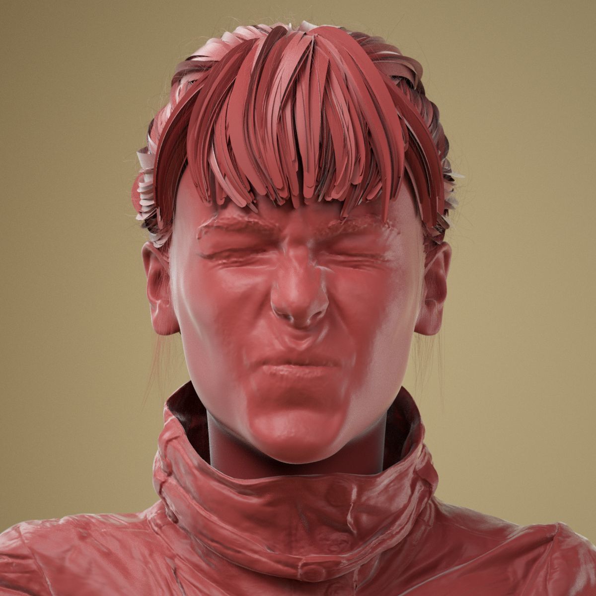 Facial Expression 0-08 Wrinkle Face 3D model_1