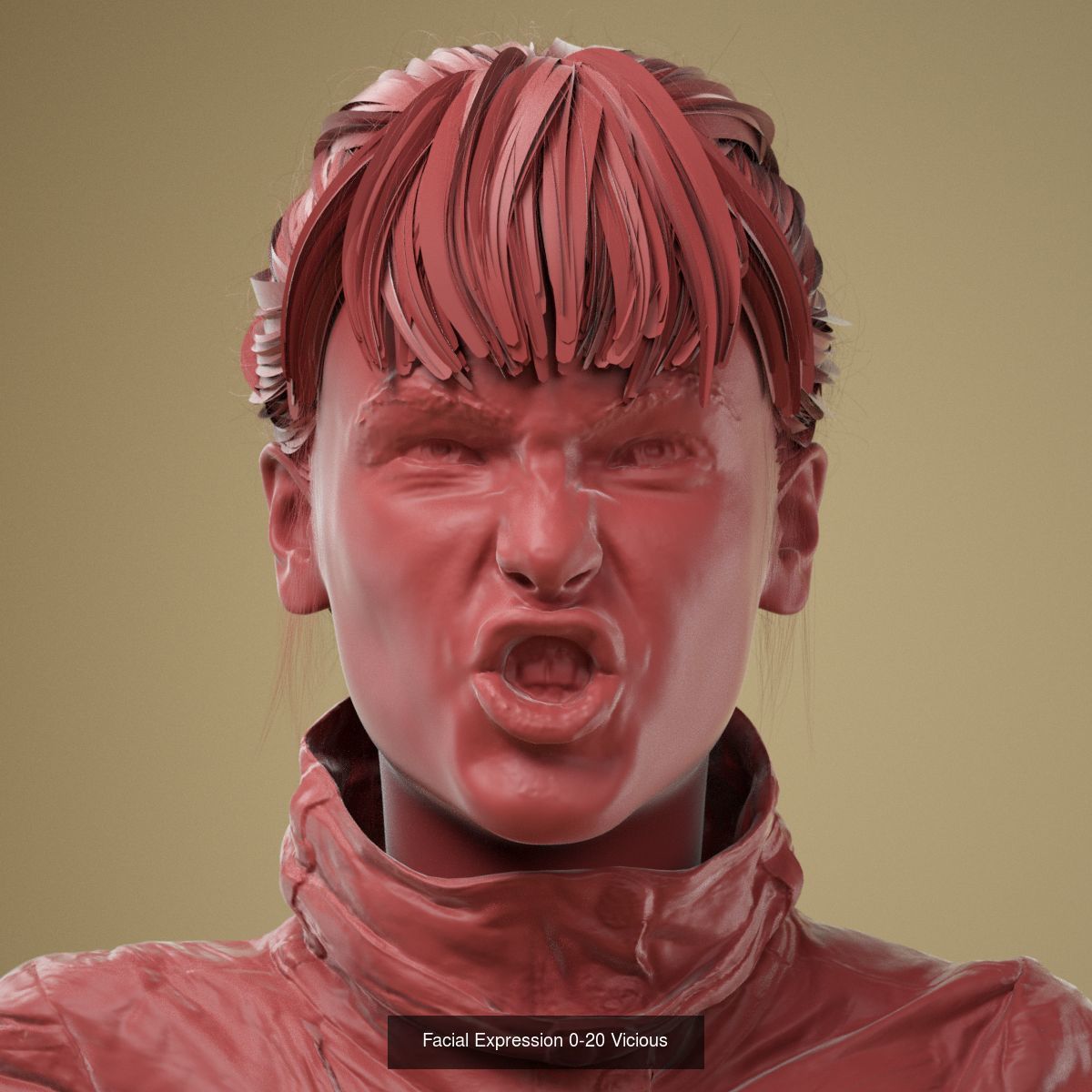 8 High Poly 3D Scanned Facial Expressions 3D Model Collection_10