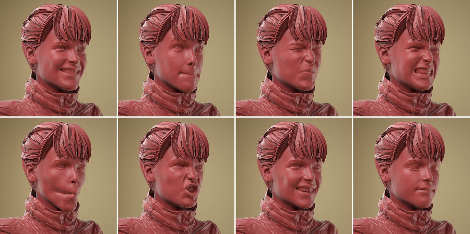 8 High Poly 3D Scanned Facial Expressions 3D Model Collection_2