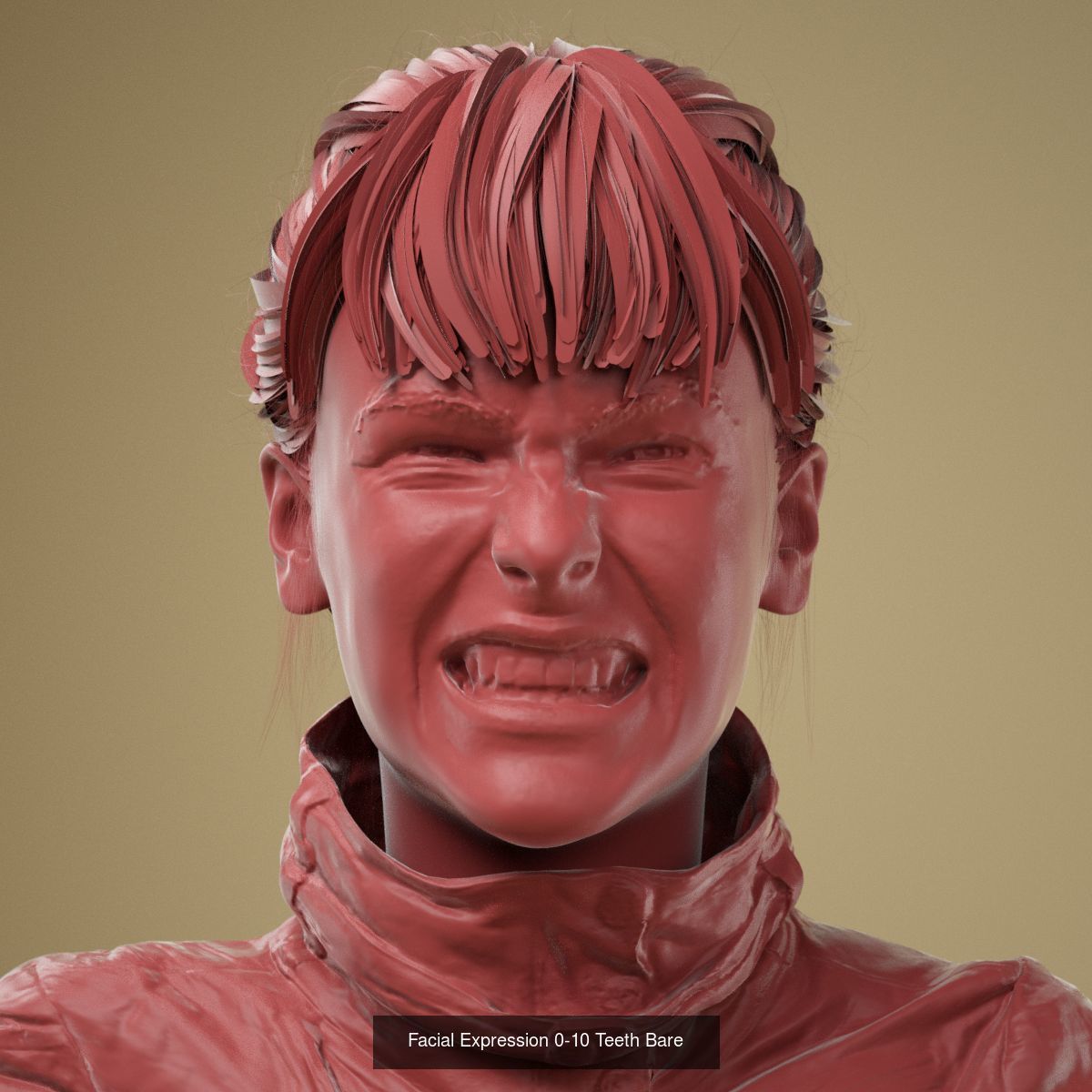 8 High Poly 3D Scanned Facial Expressions 3D Model Collection_8