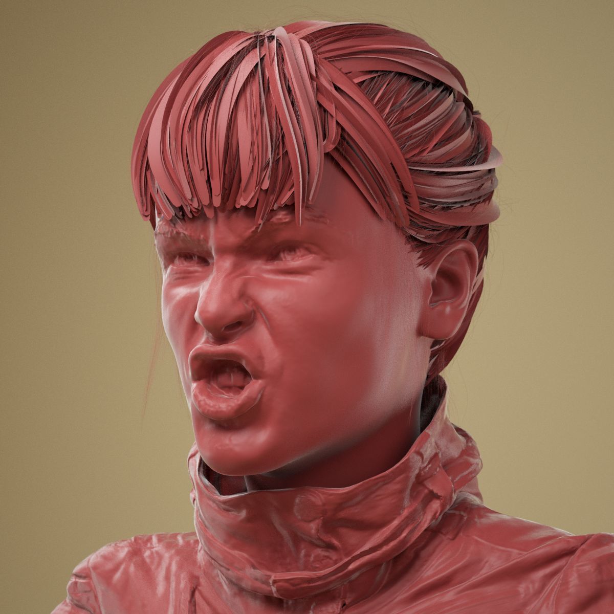 8 High Poly 3D Scanned Facial Expressions 3D Model Collection_23