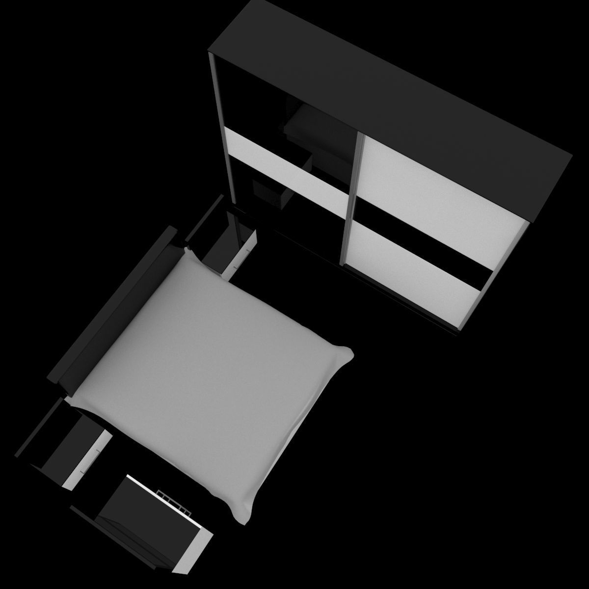 bedroom set 04 3D model_4