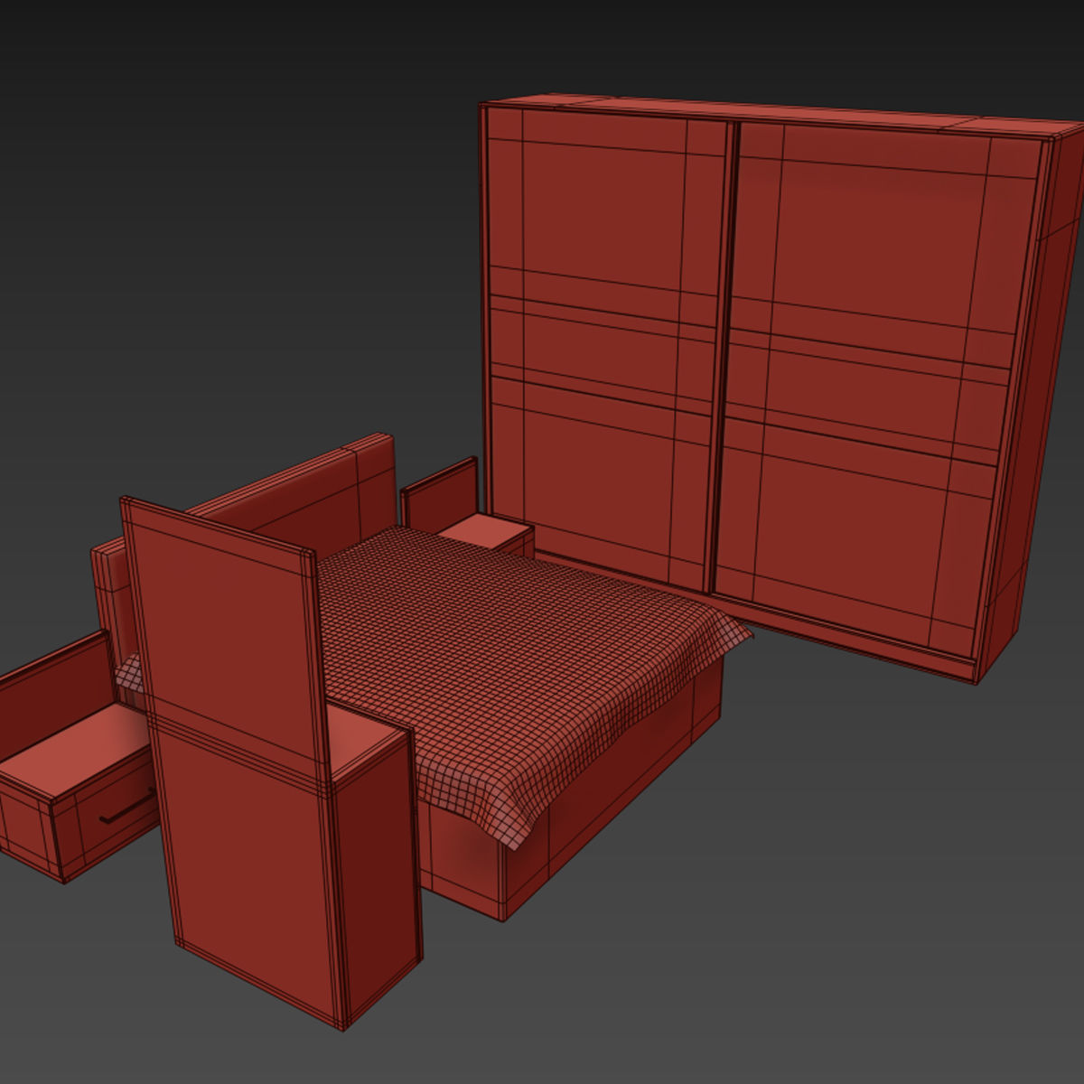 bedroom set 04 3D model_5