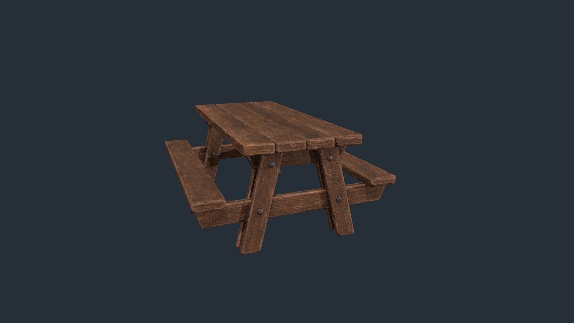 Picnic Table - Picnic Bench - Wooden Table - Outdoor Table Low-poly 3D model_2