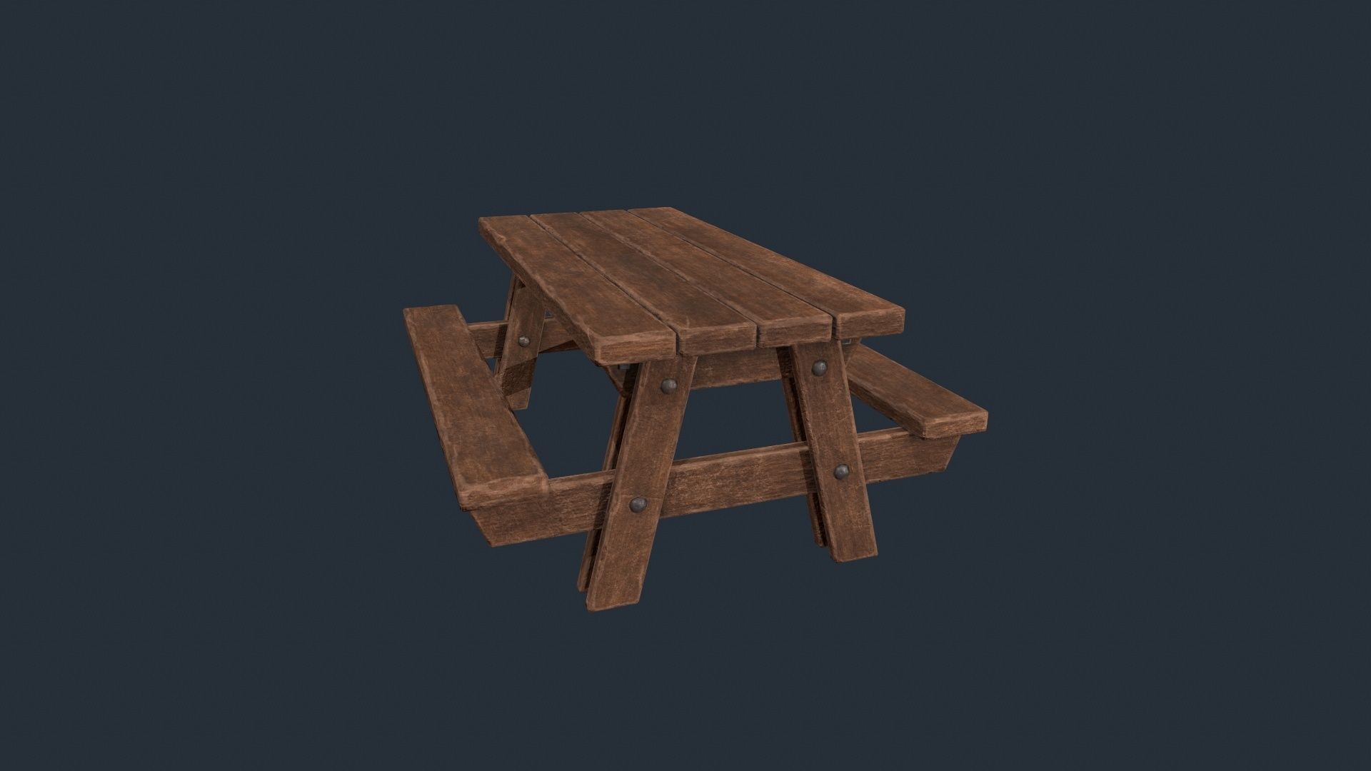Picnic Table - Picnic Bench - Wooden Table - Outdoor Table Low-poly 3D model_4